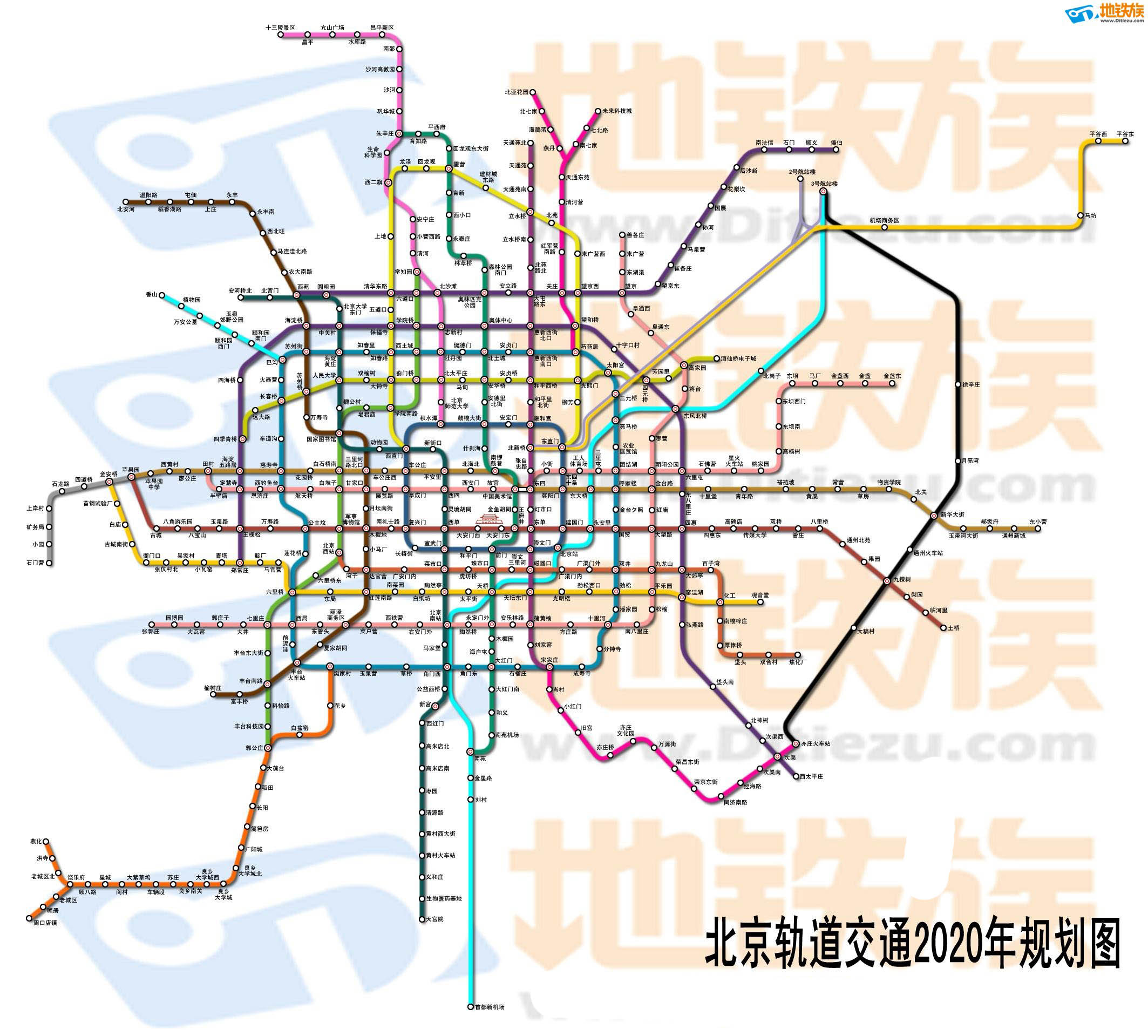 北京轨道交通2020规划图——东北加密线的位置很悲剧!